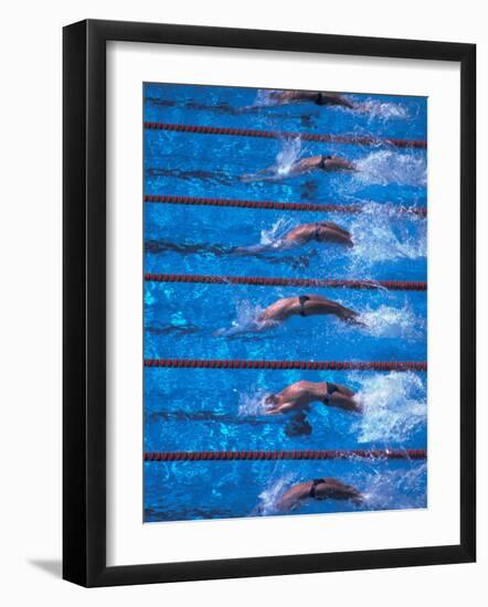 Start of a Men's Backstroke Swimming Race-Steven Sutton-Framed Photographic Print