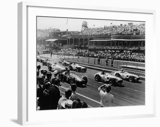 Start of the British Grand Prix, Aintree, Liverpool, 1955-null-Framed Photographic Print