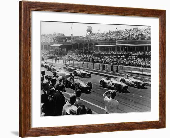 Start of the British Grand Prix, Aintree, Liverpool, 1955-null-Framed Photographic Print