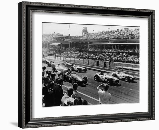 Start of the British Grand Prix, Aintree, Liverpool, 1955-null-Framed Photographic Print