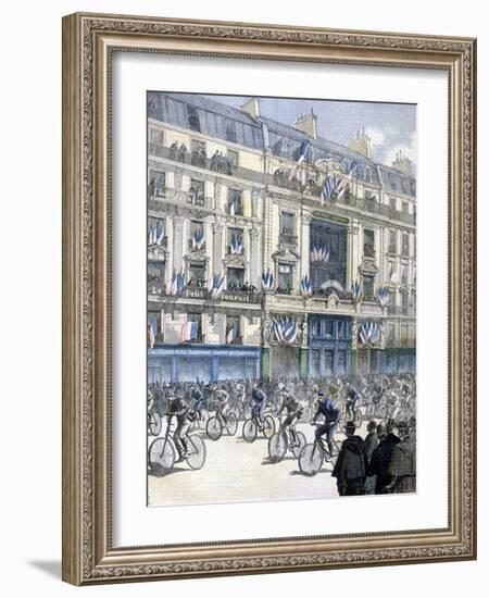 Start of the Paris-Brest-Paris Cycle Race, 1891-F Meaulle-Framed Giclee Print