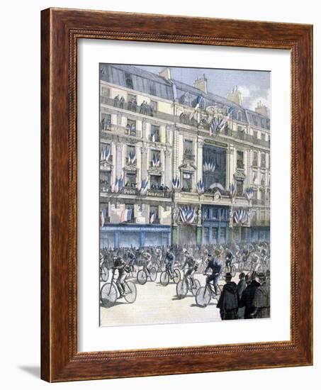 Start of the Paris-Brest-Paris Cycle Race, 1891-F Meaulle-Framed Giclee Print