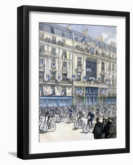 Start of the Paris-Brest-Paris Cycle Race, 1891-F Meaulle-Framed Giclee Print