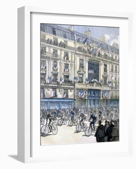 Start of the Paris-Brest-Paris Cycle Race, 1891-F Meaulle-Framed Giclee Print