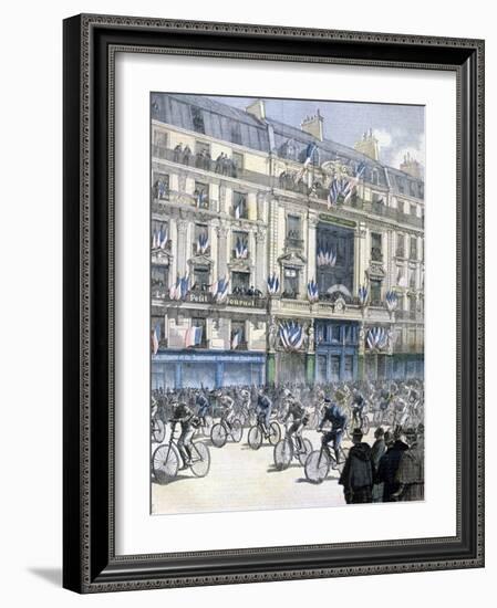 Start of the Paris-Brest-Paris Cycle Race, 1891-F Meaulle-Framed Giclee Print