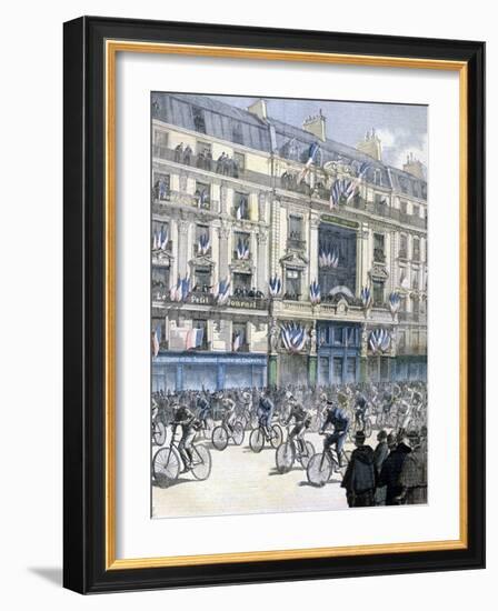 Start of the Paris-Brest-Paris Cycle Race, 1891-F Meaulle-Framed Giclee Print