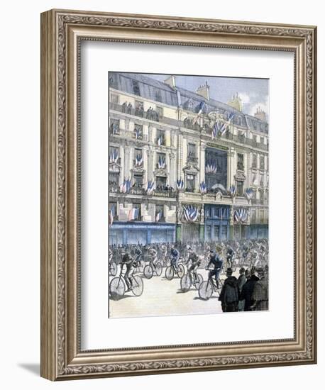 Start of the Paris-Brest-Paris Cycle Race, 1891-F Meaulle-Framed Giclee Print