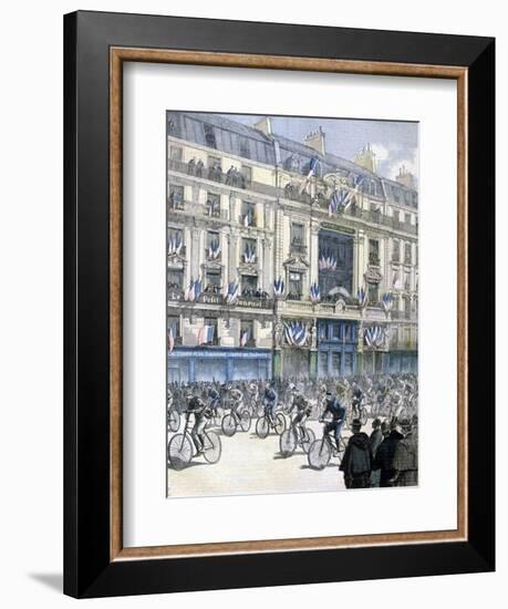 Start of the Paris-Brest-Paris Cycle Race, 1891-F Meaulle-Framed Giclee Print