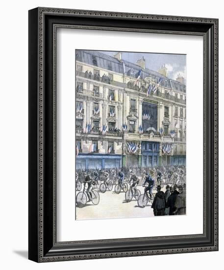 Start of the Paris-Brest-Paris Cycle Race, 1891-F Meaulle-Framed Giclee Print