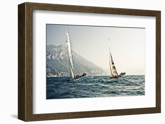 Start of the yachting regatta Centomiglia in 2012 in front of the harbour of Bogliaco, Lake Garda, -Rasmus Kaessmann-Framed Photographic Print