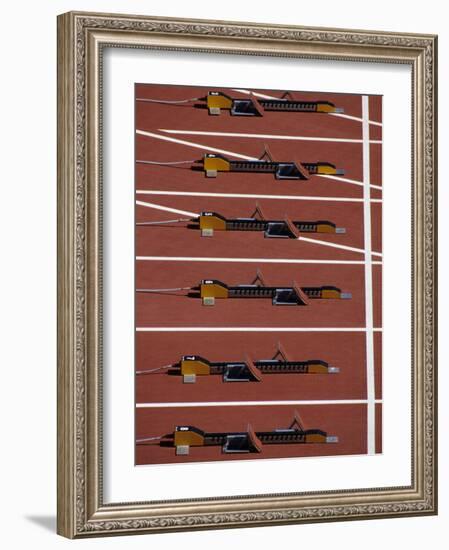 Starting Blocks for the Start of a Sprint Race-Paul Sutton-Framed Photographic Print
