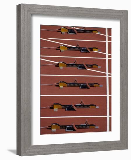 Starting Blocks for the Start of a Sprint Race-Paul Sutton-Framed Photographic Print