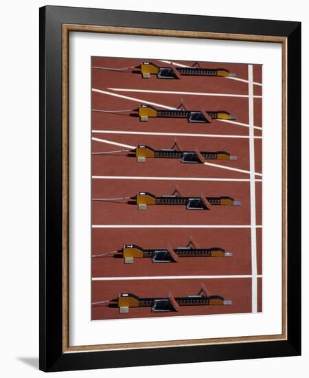 Starting Blocks for the Start of a Sprint Race-Paul Sutton-Framed Photographic Print