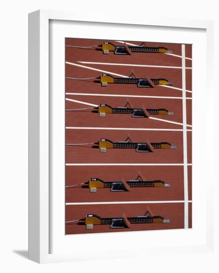 Starting Blocks for the Start of a Sprint Race-Paul Sutton-Framed Photographic Print