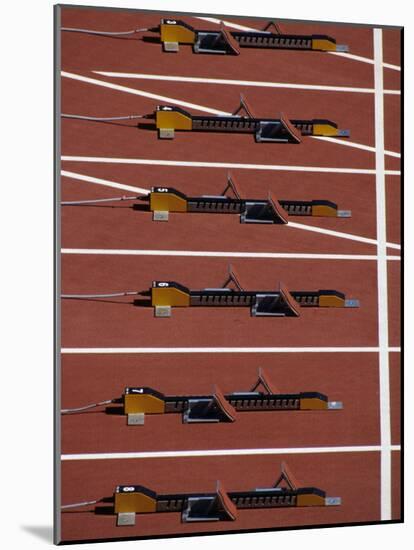 Starting Blocks for the Start of a Sprint Race-Paul Sutton-Mounted Photographic Print