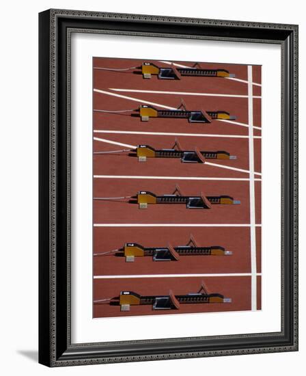 Starting Blocks for the Start of a Sprint Race-Paul Sutton-Framed Photographic Print