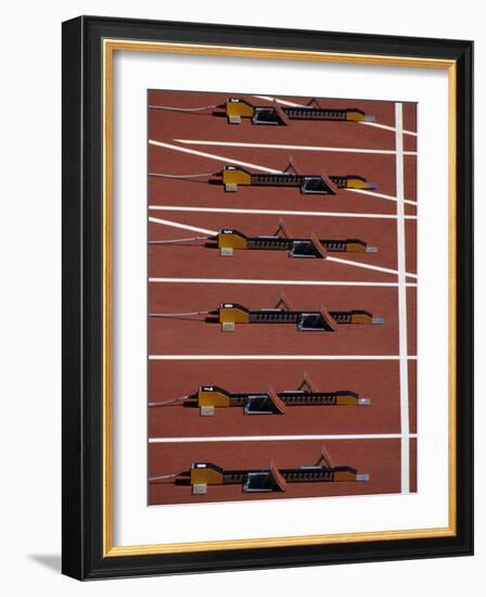 Starting Blocks for the Start of a Sprint Race-Paul Sutton-Framed Photographic Print