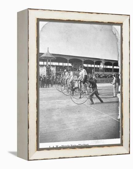 Starting Line of a Penny-Farthing Bicycle Race-George Barker-Framed Premier Image Canvas