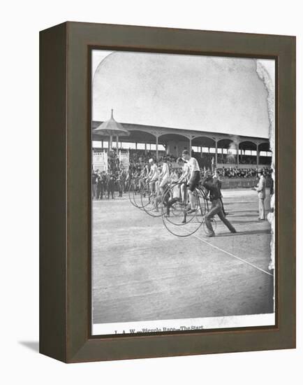 Starting Line of a Penny-Farthing Bicycle Race-George Barker-Framed Premier Image Canvas