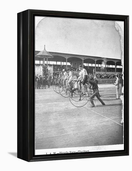 Starting Line of a Penny-Farthing Bicycle Race-George Barker-Framed Premier Image Canvas