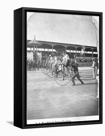 Starting Line of a Penny-Farthing Bicycle Race-George Barker-Framed Premier Image Canvas