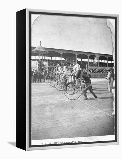 Starting Line of a Penny-Farthing Bicycle Race-George Barker-Framed Premier Image Canvas