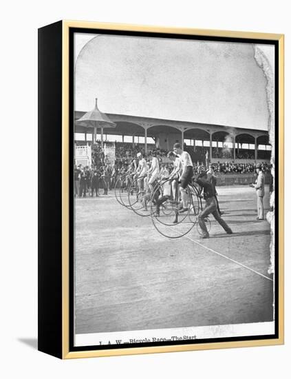 Starting Line of a Penny-Farthing Bicycle Race-George Barker-Framed Premier Image Canvas