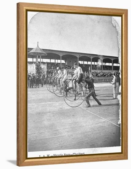 Starting Line of a Penny-Farthing Bicycle Race-George Barker-Framed Premier Image Canvas