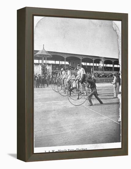 Starting Line of a Penny-Farthing Bicycle Race-George Barker-Framed Premier Image Canvas