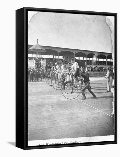 Starting Line of a Penny-Farthing Bicycle Race-George Barker-Framed Premier Image Canvas