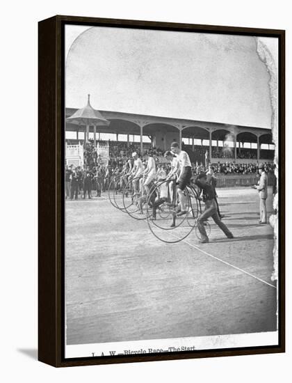 Starting Line of a Penny-Farthing Bicycle Race-George Barker-Framed Premier Image Canvas