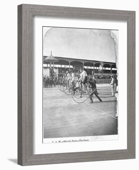 Starting Line of a Penny-Farthing Bicycle Race-George Barker-Framed Photographic Print