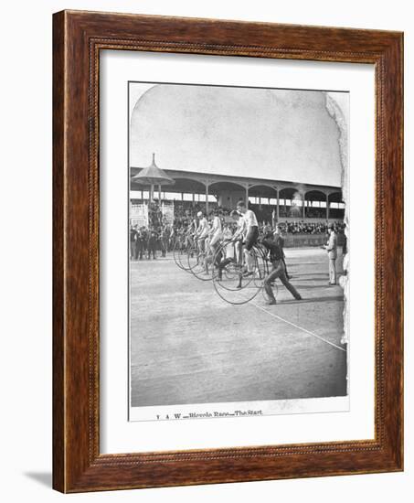 Starting Line of a Penny-Farthing Bicycle Race-George Barker-Framed Photographic Print