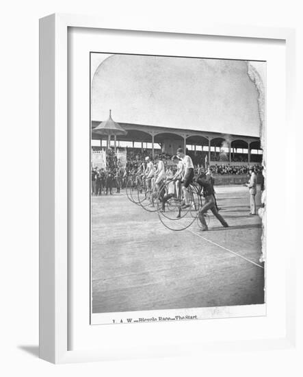 Starting Line of a Penny-Farthing Bicycle Race-George Barker-Framed Photographic Print