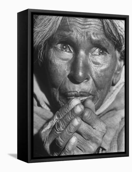 Starving Middle Aged Indian Woma, a Result of Famine over the Last 2 Years Due to a Drought-Margaret Bourke-White-Framed Premier Image Canvas