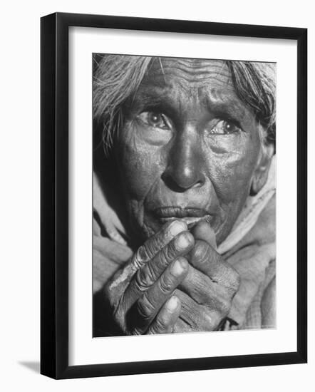 Starving Middle Aged Indian Woma, a Result of Famine over the Last 2 Years Due to a Drought-Margaret Bourke-White-Framed Photographic Print