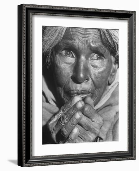 Starving Middle Aged Indian Woma, a Result of Famine over the Last 2 Years Due to a Drought-Margaret Bourke-White-Framed Photographic Print