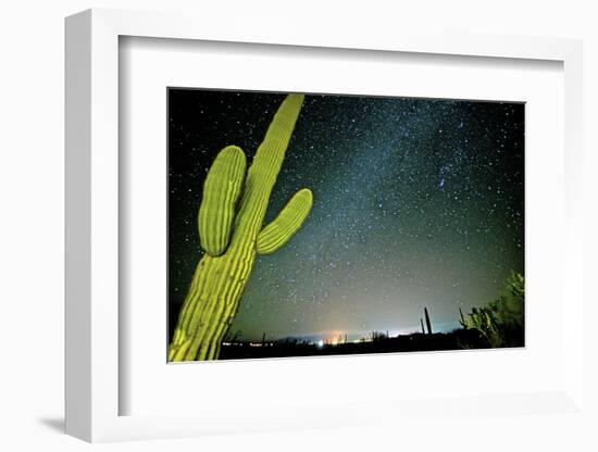 Stary Sky with Saguaro Cactus over Organ Pipe Cactus Nm, Arizona-Richard Wright-Framed Photographic Print