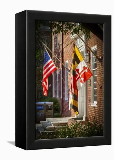 State and National U.S. Flags, Annapolis, Maryland, USA-Christopher Reed-Framed Premier Image Canvas