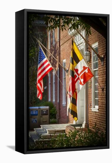 State and National U.S. Flags, Annapolis, Maryland, USA-Christopher Reed-Framed Premier Image Canvas