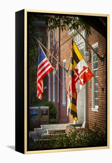 State and National U.S. Flags, Annapolis, Maryland, USA-Christopher Reed-Framed Premier Image Canvas