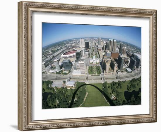 State Capitol and Downtown Seen from Gateway Arch, Which Casts a Shadow, St. Louis, USA-Tony Waltham-Framed Photographic Print