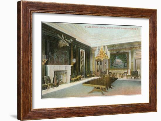 State Dining Room, White House, Washington D.C.-null-Framed Art Print