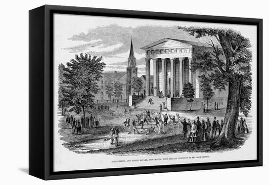 State House and Public Square, New Haven, with College Buildings in the Back-Ground.-null-Framed Premier Image Canvas