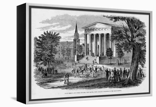 State House and Public Square, New Haven, with College Buildings in the Back-Ground.-null-Framed Premier Image Canvas