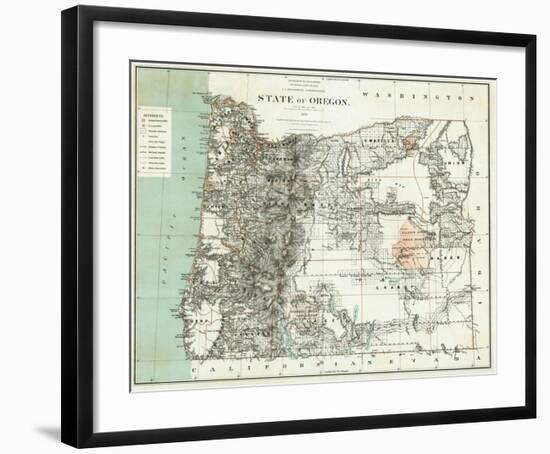 State of Oregon, c.1879-null-Framed Art Print