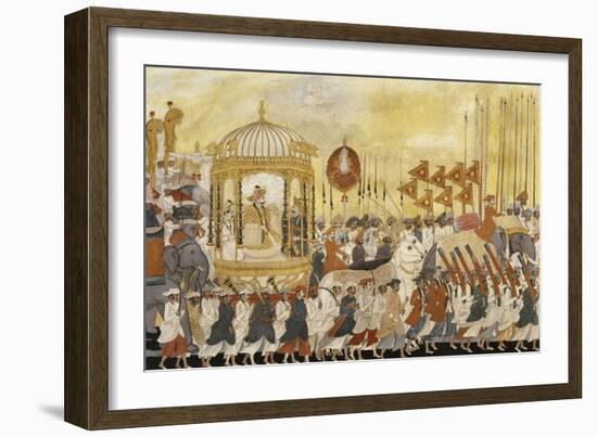 State Procession of Raja Tulsaji of Tanjore, circa 1780-null-Framed Giclee Print