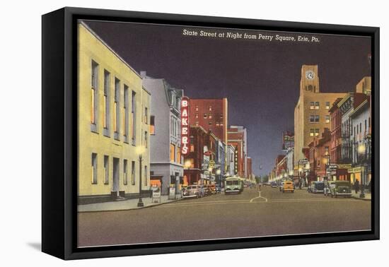 State Street at Night, Erie, Pennsylvania-null-Framed Stretched Canvas