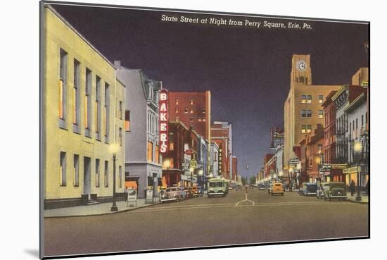 State Street at Night, Erie, Pennsylvania-null-Mounted Art Print