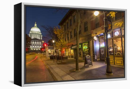 State Street in Downtown Madison, Wisconsin, USA-Chuck Haney-Framed Premier Image Canvas